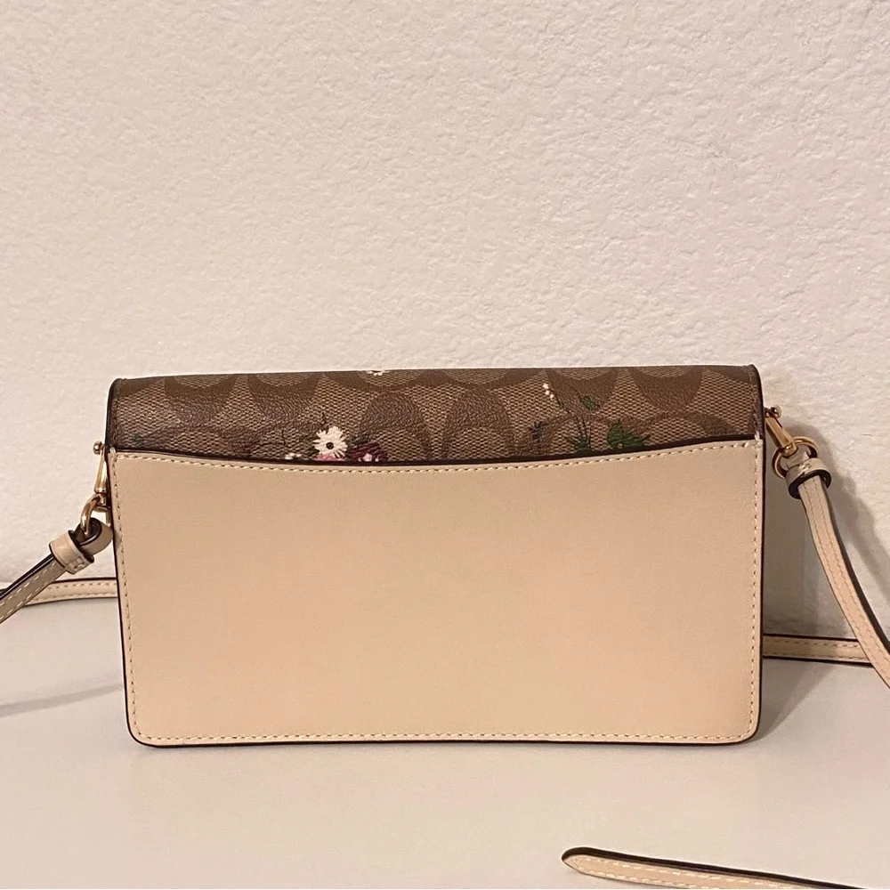 Coach Anna Foldover Crossbody Clutch | Evergreen Floral Print & Detachable Strap
